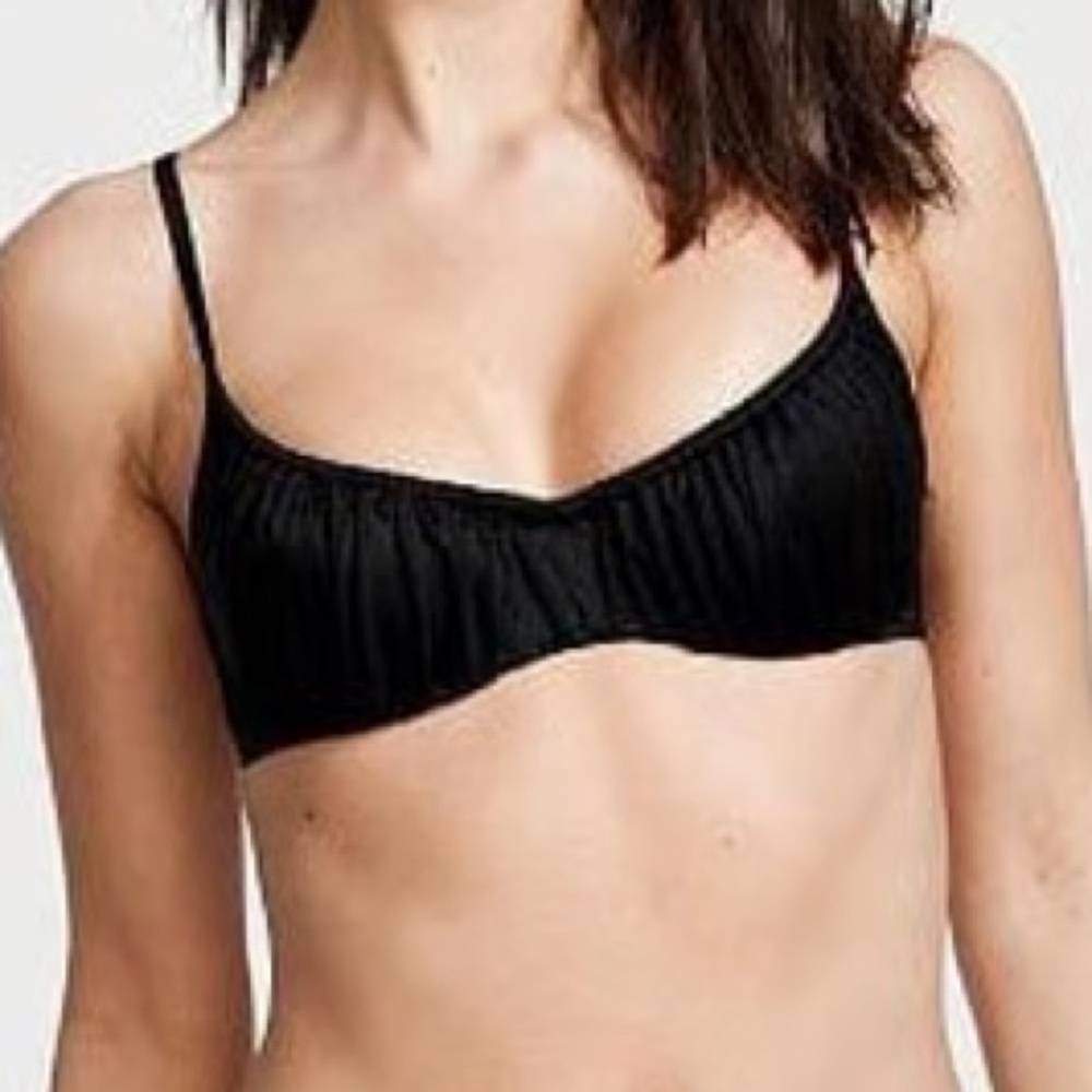 Victoria's Secret Black Ruched Wicked Bikini Top, 36B